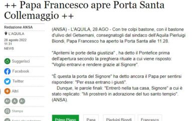 ++ Papa Francesco apre Porta Santa Collemaggio ++